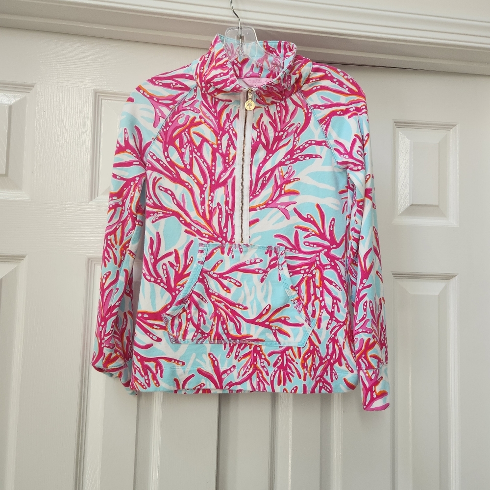 Lilly Pulitzer 1/2 Zip Coral Pullover Shirt XXS
